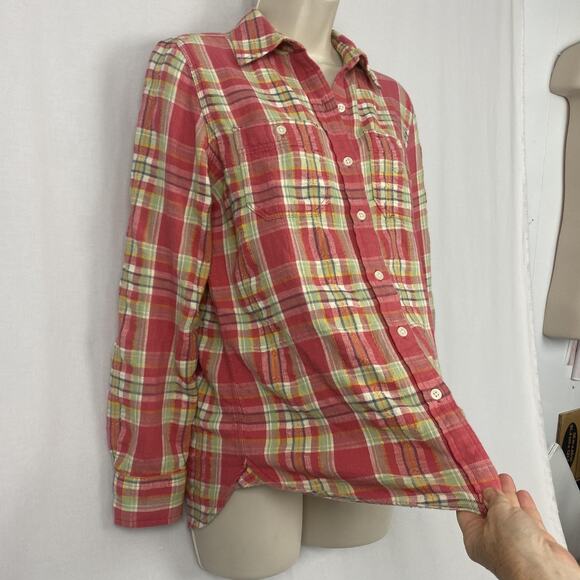 Ralph Lauren Flannel Top Women XS Pink Plaid Coastal Cowgirl Cabincore Button Up - Picture 3 of 11